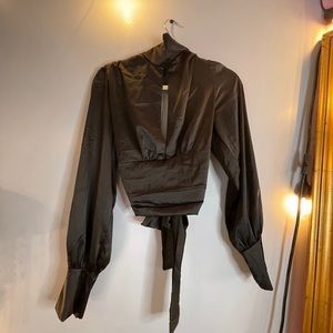 CBR Black open front and back high neck top